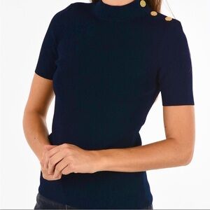 Tory Burch ribbed short sleeve sweater - Small